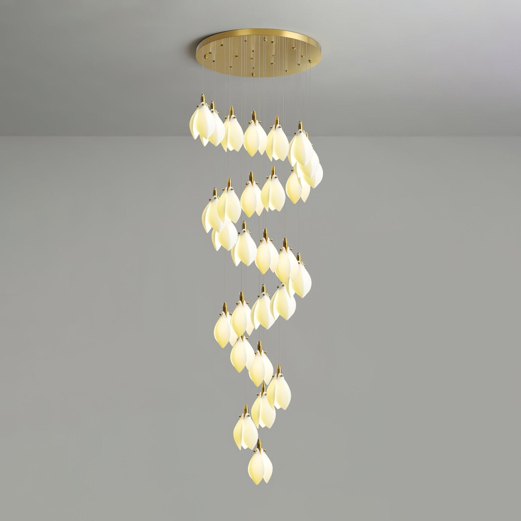 Caphayra Floral Ceramic Brass Chandelier - Lamp Outdoor