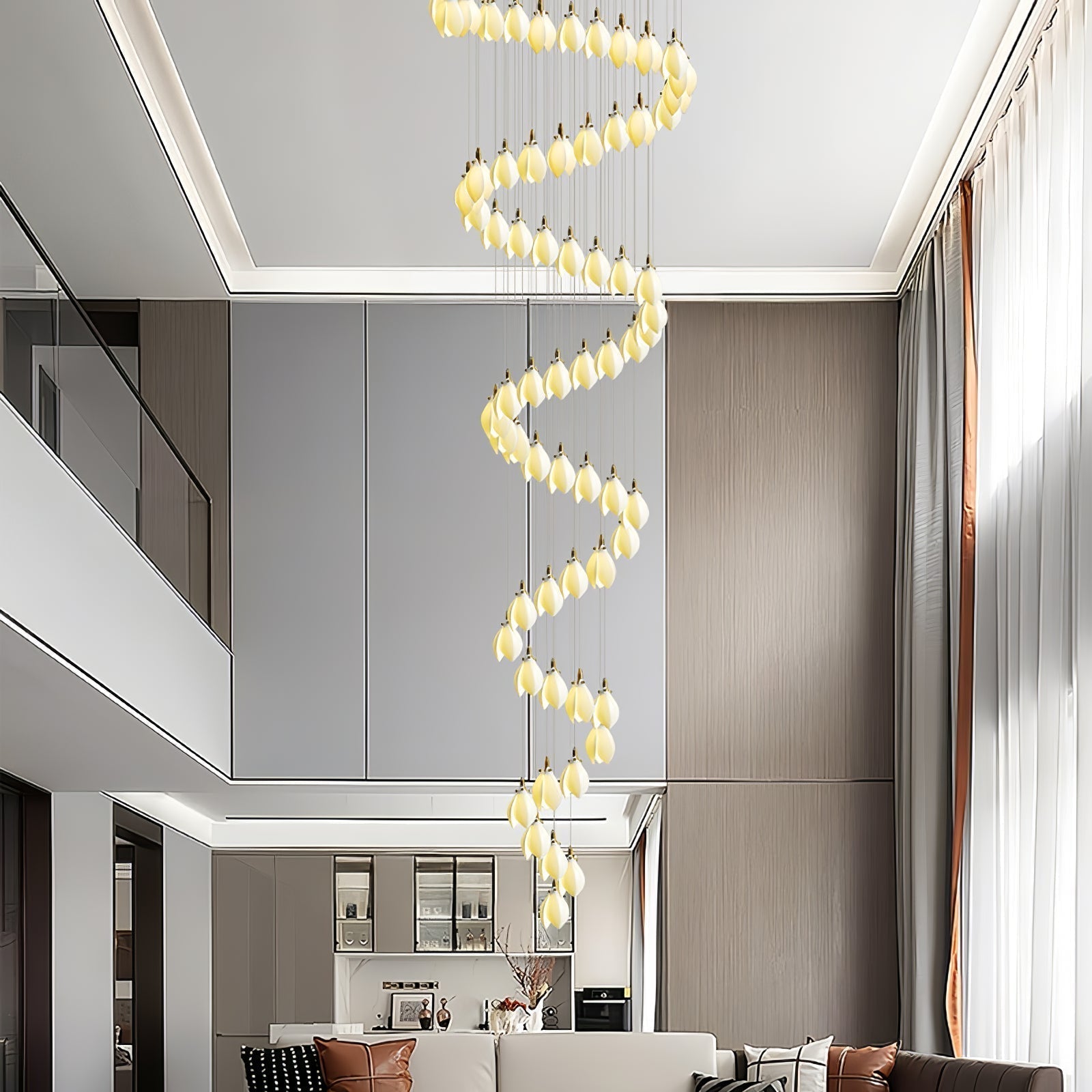 Caphayra Floral Ceramic Brass Chandelier - Lamp Outdoor