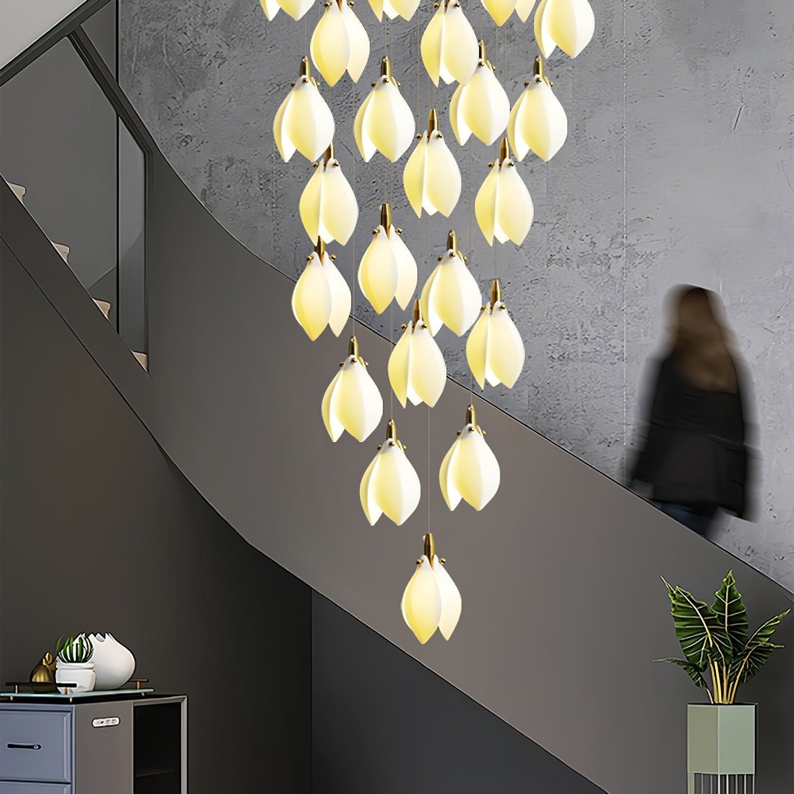 Caphayra Floral Ceramic Brass Chandelier - Lamp Outdoor
