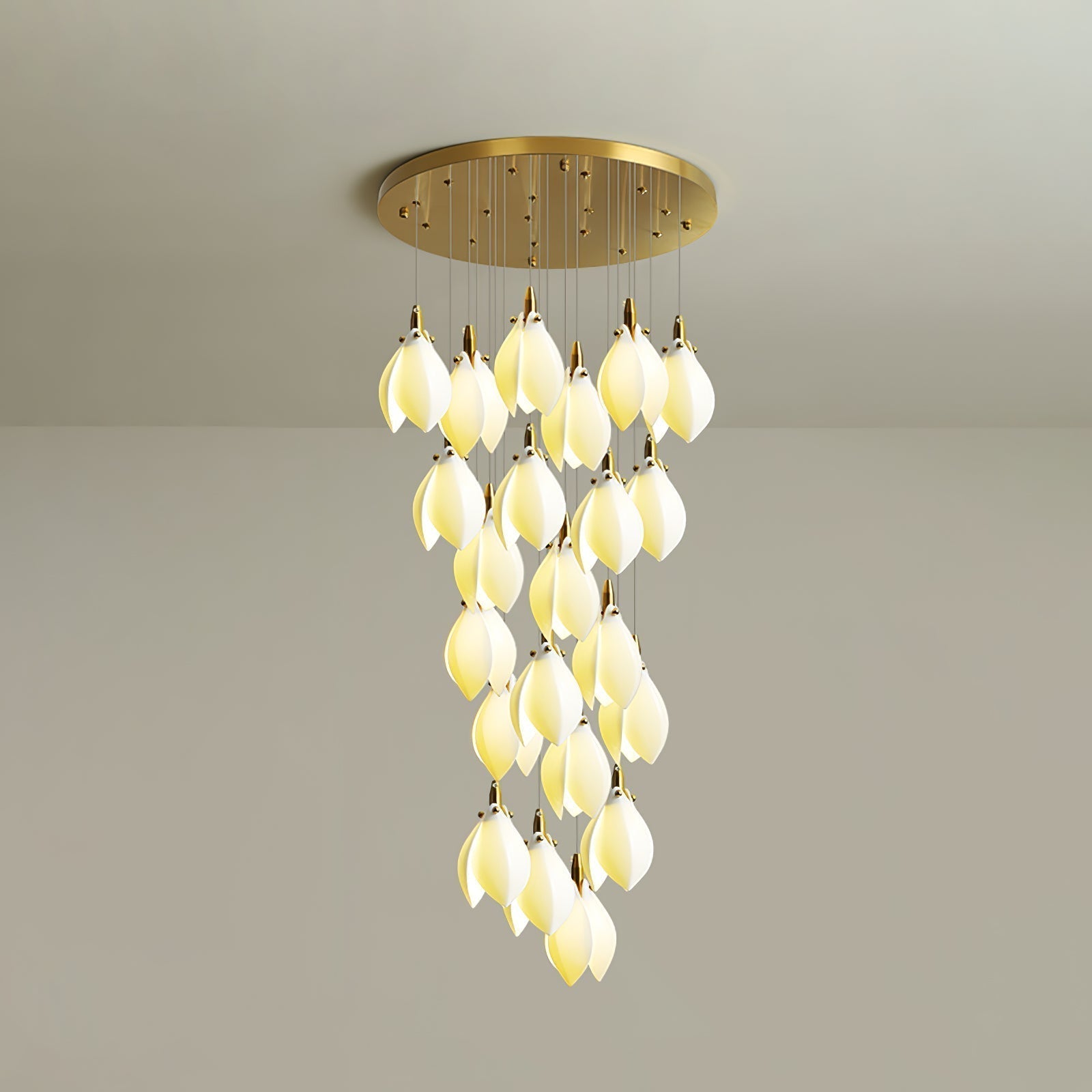 Caphayra Floral Ceramic Brass Chandelier - Lamp Outdoor