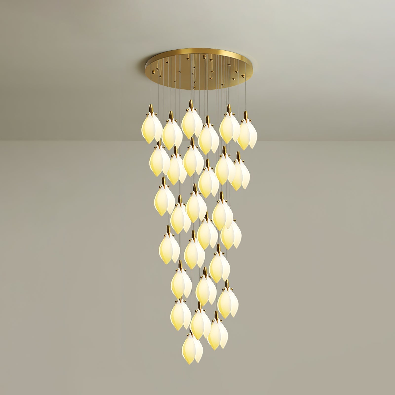 Caphayra Floral Ceramic Brass Chandelier - Lamp Outdoor