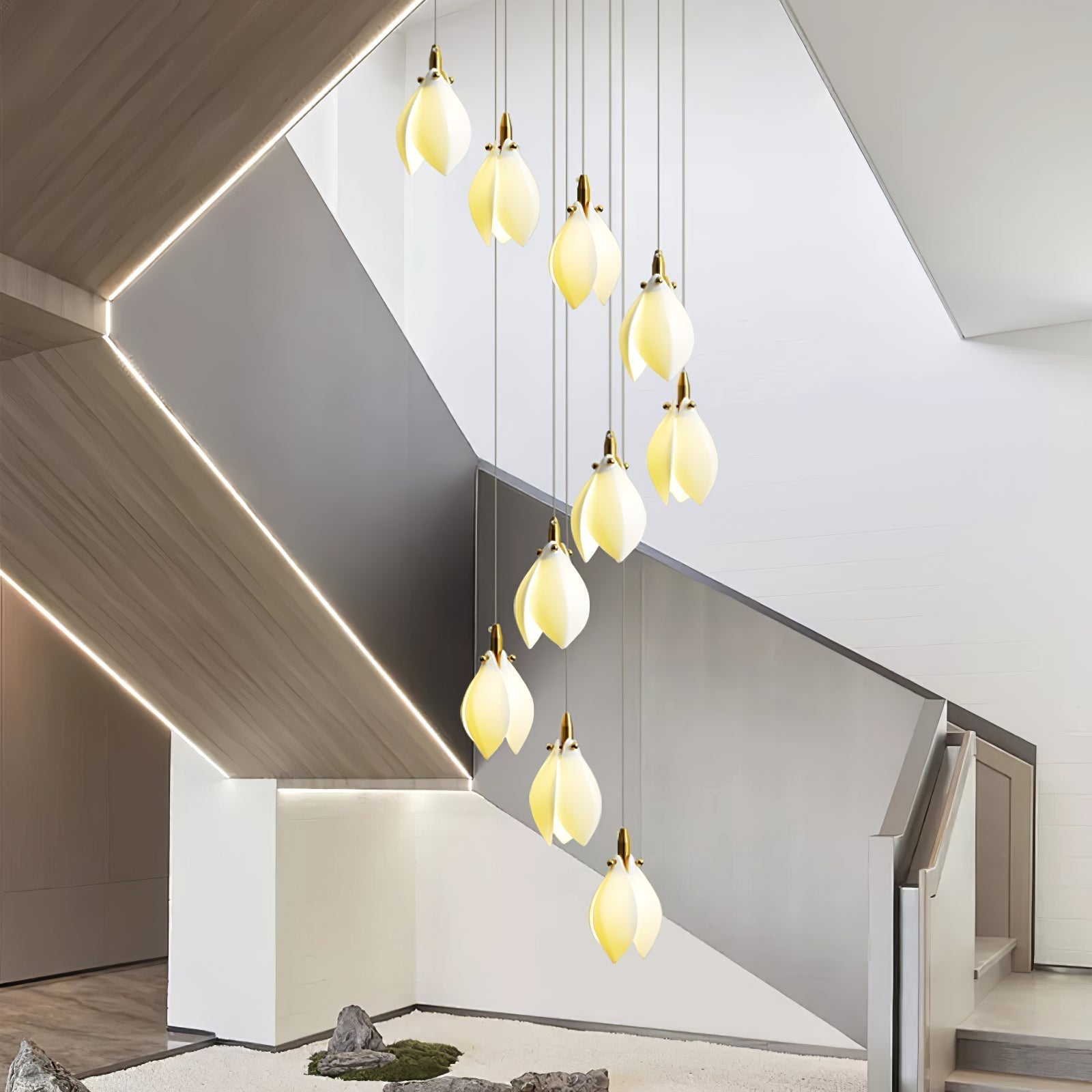 Caphayra Floral Ceramic Brass Chandelier - Lamp Outdoor