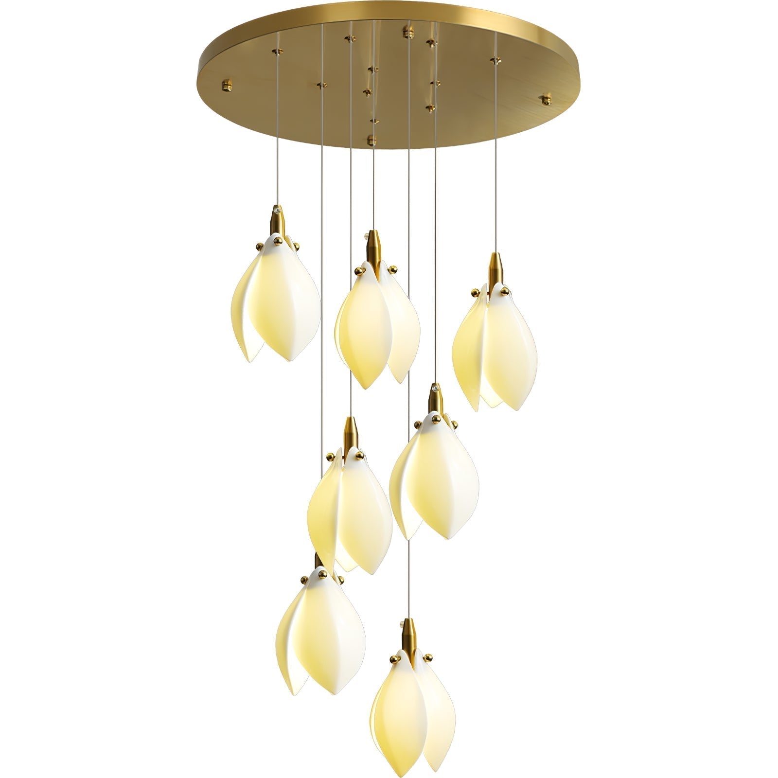 Caphayra Floral Ceramic Brass Chandelier - Lamp Outdoor