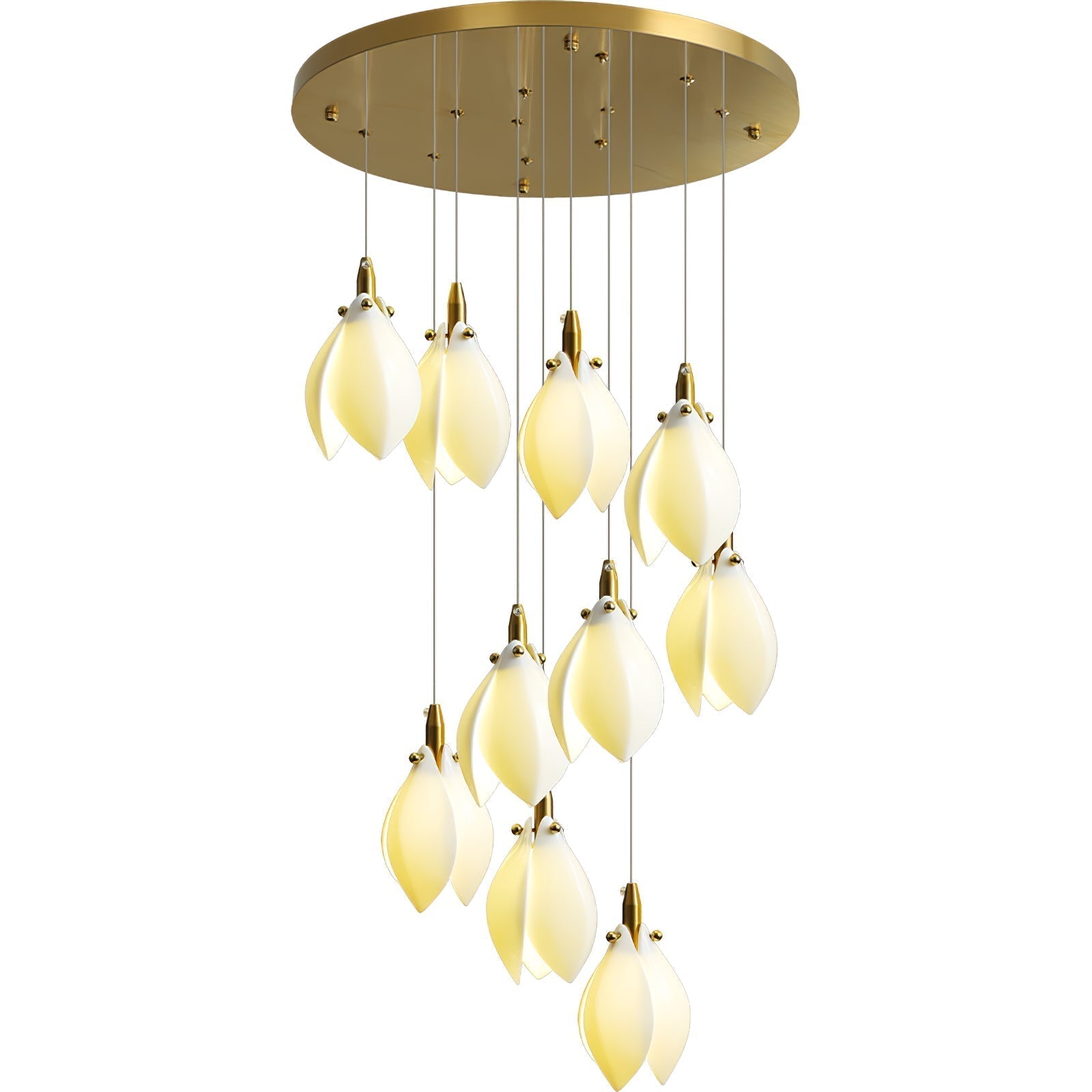 Caphayra Floral Ceramic Brass Chandelier - Lamp Outdoor