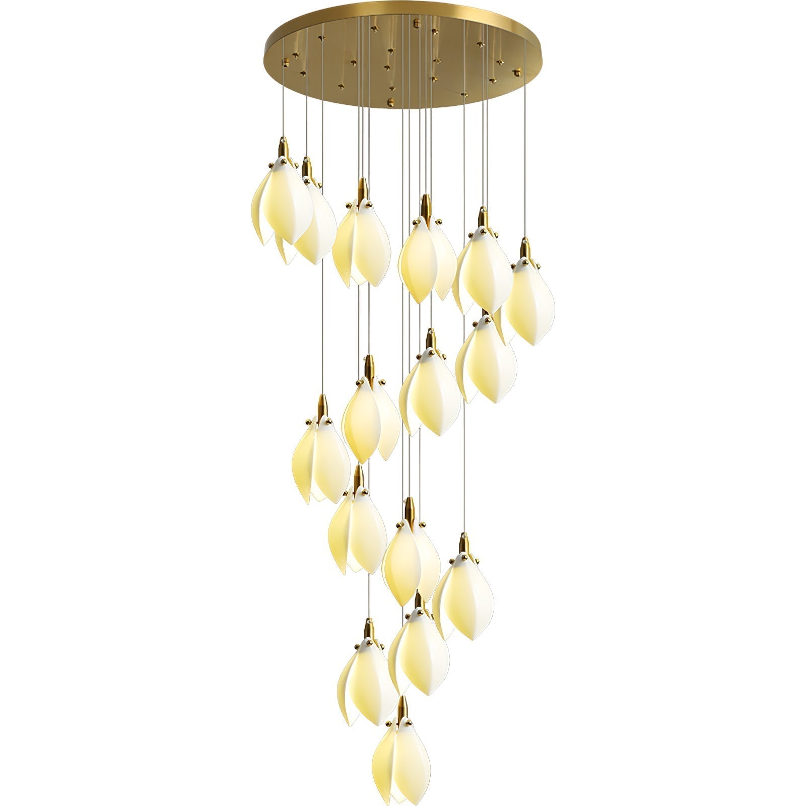 Caphayra Floral Ceramic Brass Chandelier - Lamp Outdoor