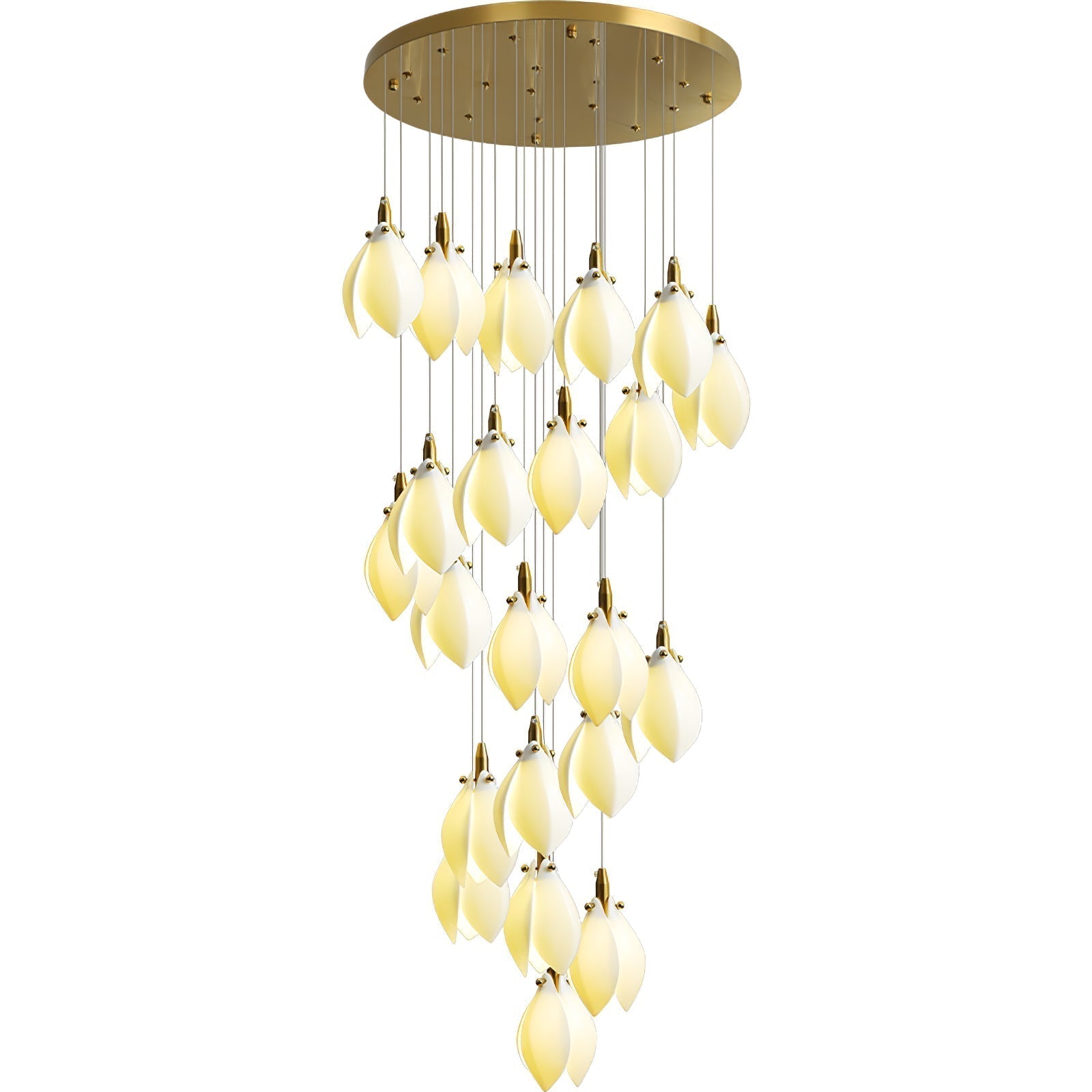 Caphayra Floral Ceramic Brass Chandelier - Lamp Outdoor