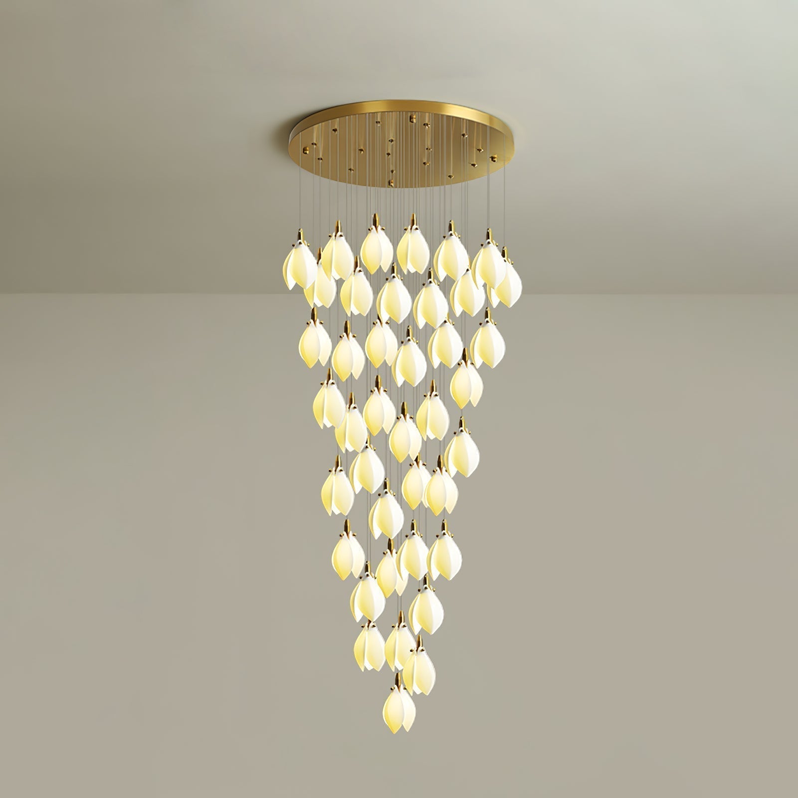 Caphayra Floral Ceramic Brass Chandelier - Lamp Outdoor