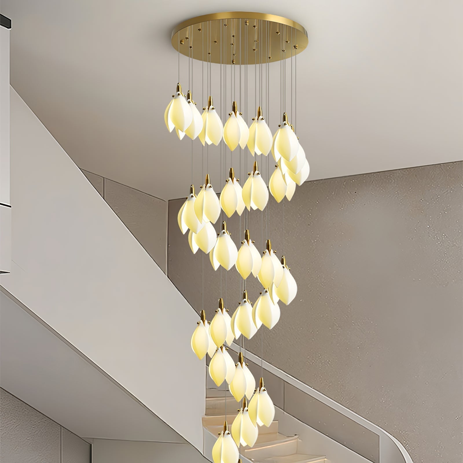 Caphayra Floral Ceramic Brass Chandelier - Lamp Outdoor