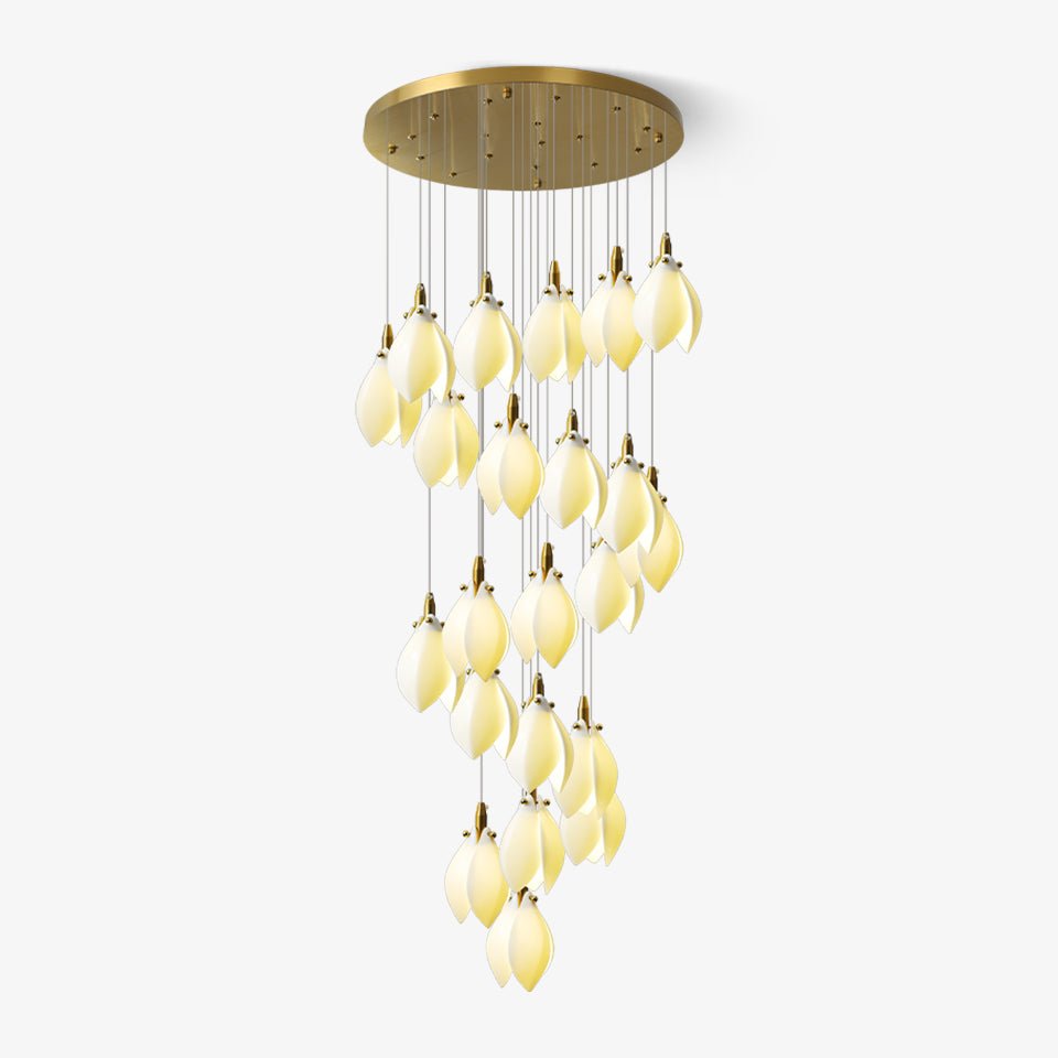 Caphayra Floral Ceramic Brass Chandelier - Lamp Outdoor