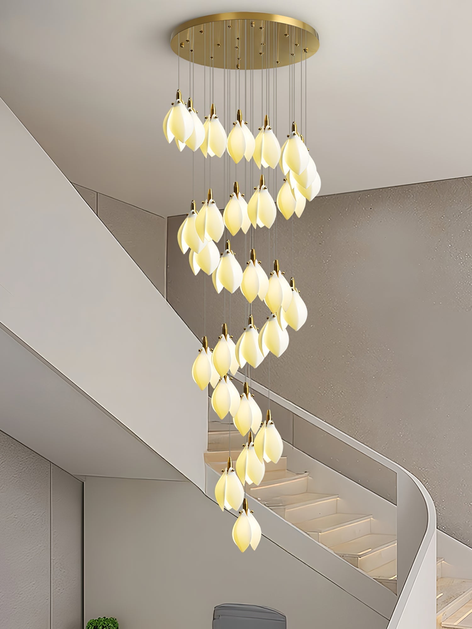 Caphayra Floral Ceramic Brass Chandelier - Lamp Outdoor