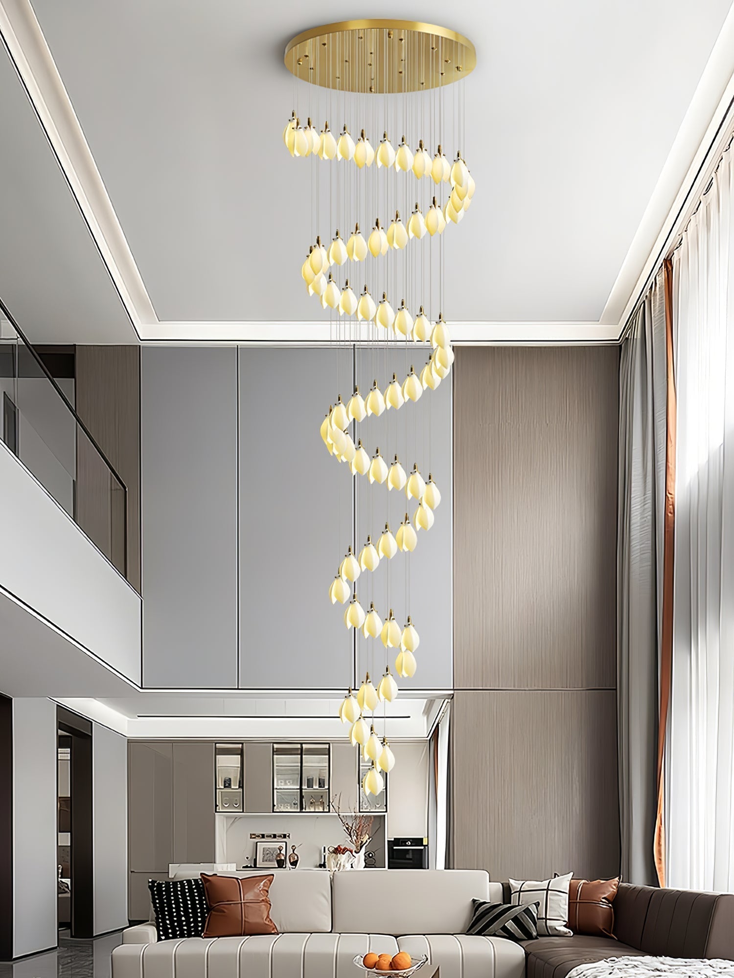 Caphayra Floral Ceramic Brass Chandelier - Lamp Outdoor