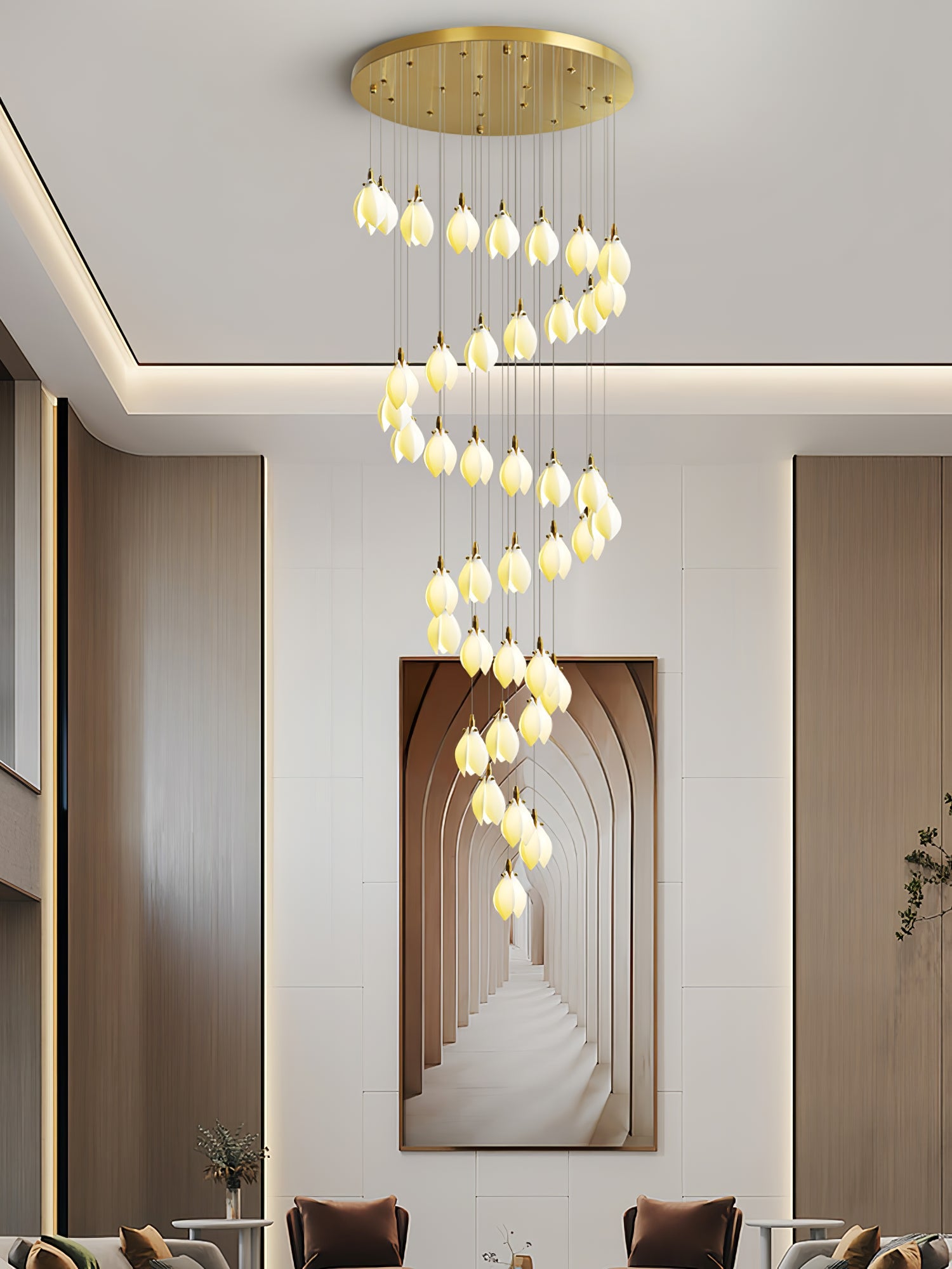 Caphayra Floral Ceramic Brass Chandelier - Lamp Outdoor