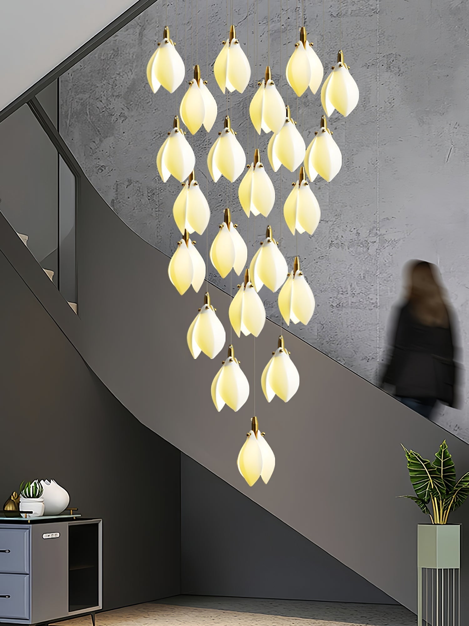 Caphayra Floral Ceramic Brass Chandelier - Lamp Outdoor