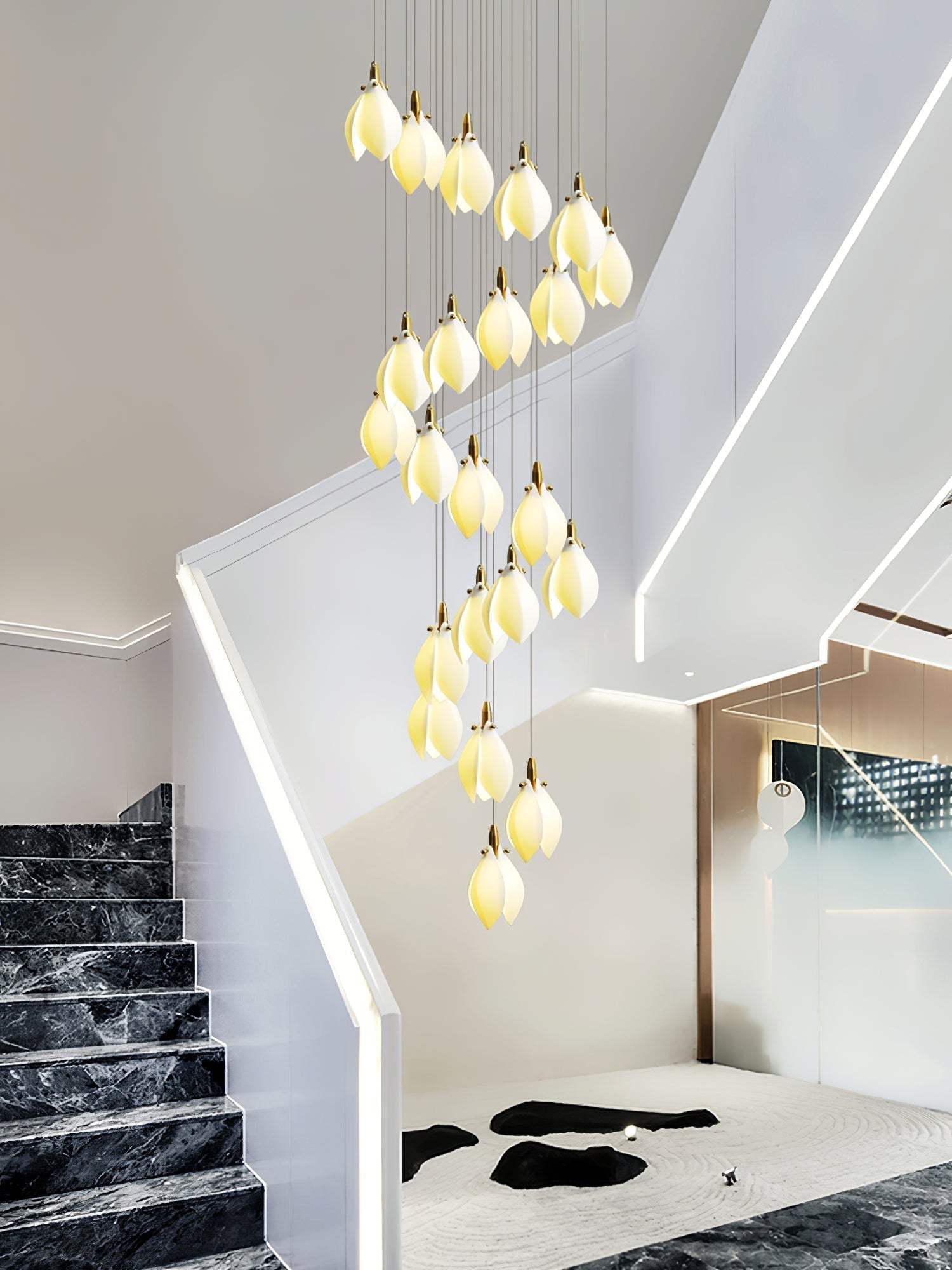 Caphayra Floral Ceramic Brass Chandelier - Lamp Outdoor