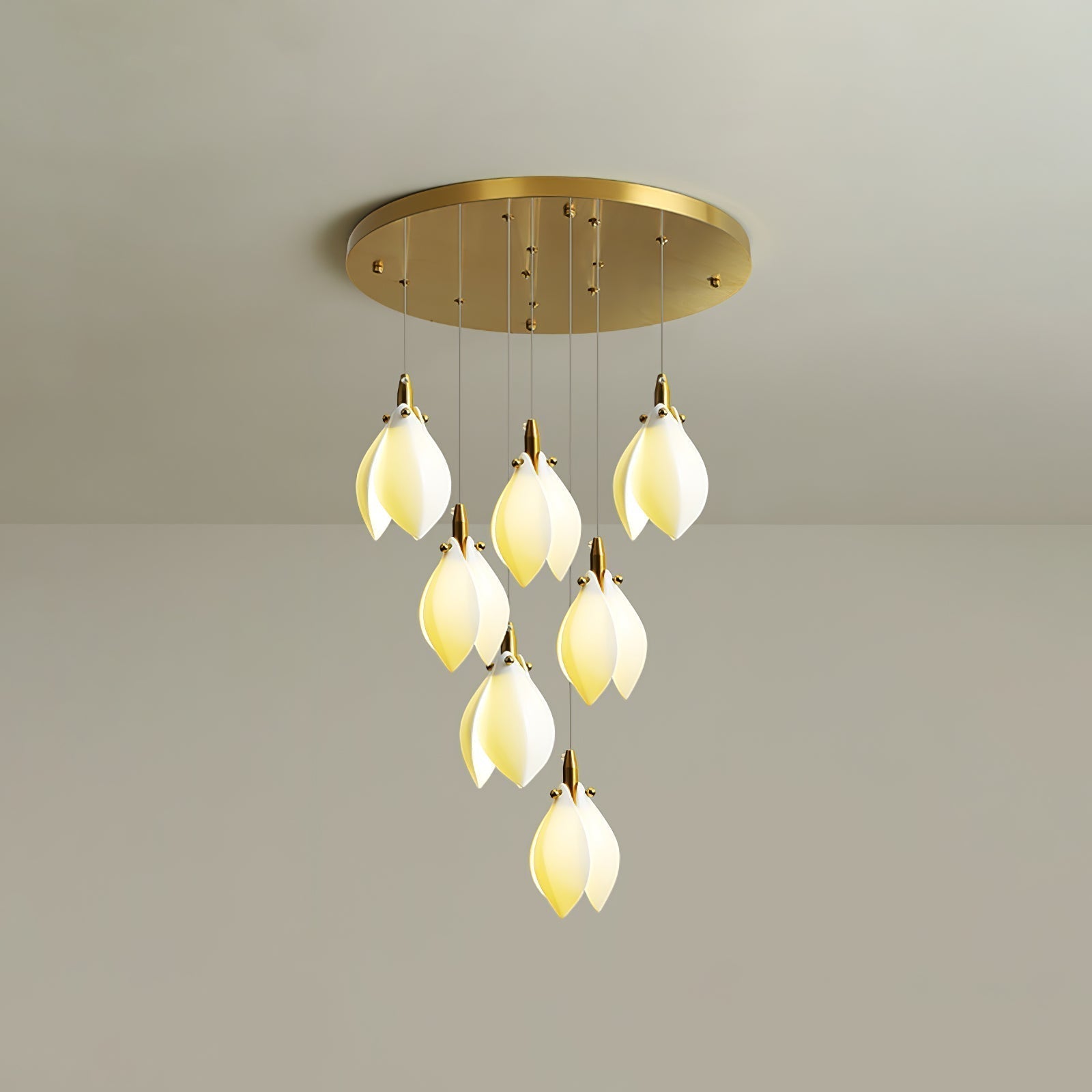 Caphayra Floral Ceramic Brass Chandelier - Lamp Outdoor