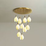 Caphayra Floral Ceramic Brass Chandelier - Lamp Outdoor