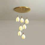 Caphayra Floral Ceramic Brass Chandelier - Lamp Outdoor