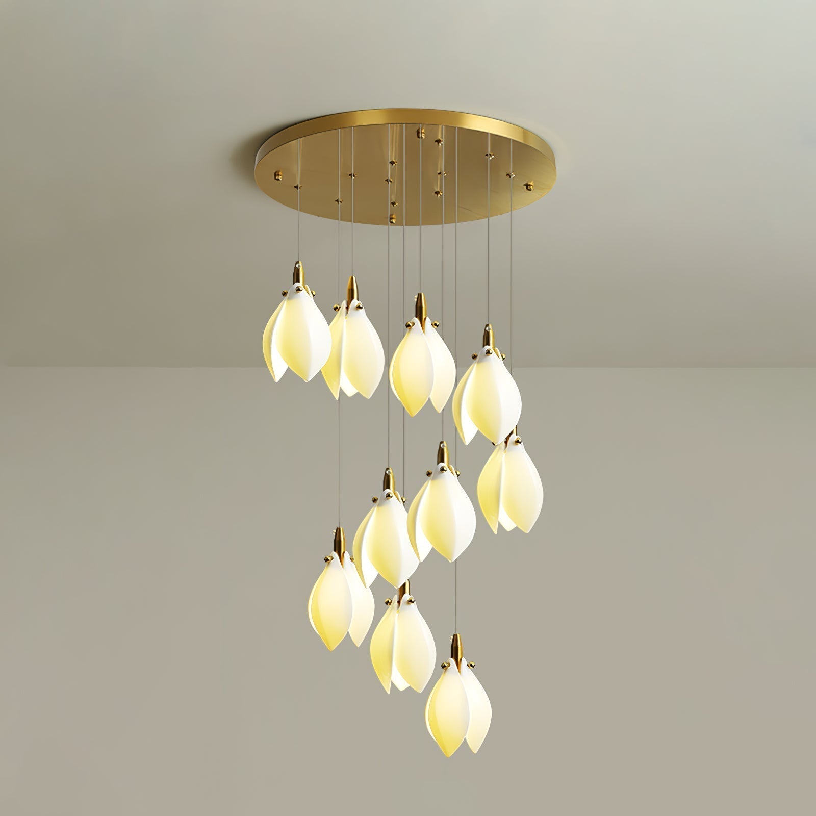 Caphayra Floral Ceramic Brass Chandelier - Lamp Outdoor