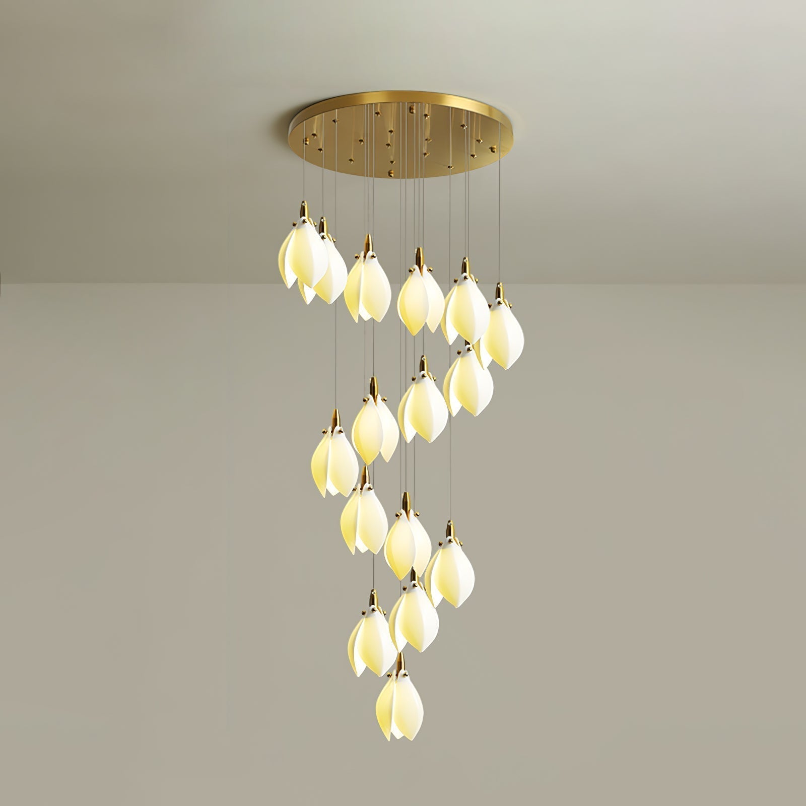 Caphayra Floral Ceramic Brass Chandelier - Lamp Outdoor
