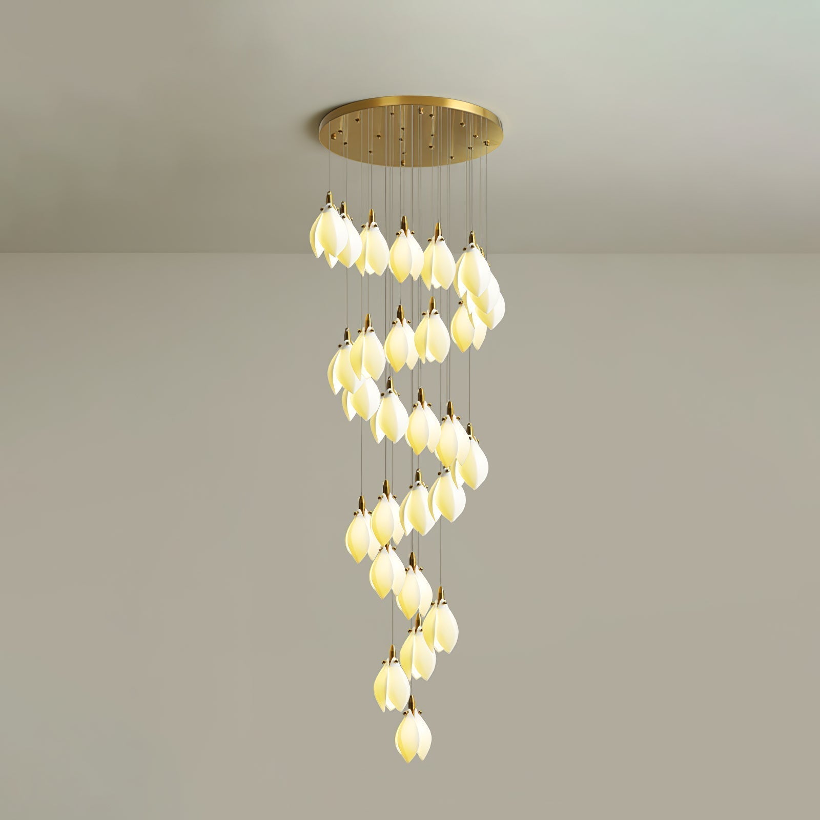 Caphayra Floral Ceramic Brass Chandelier - Lamp Outdoor