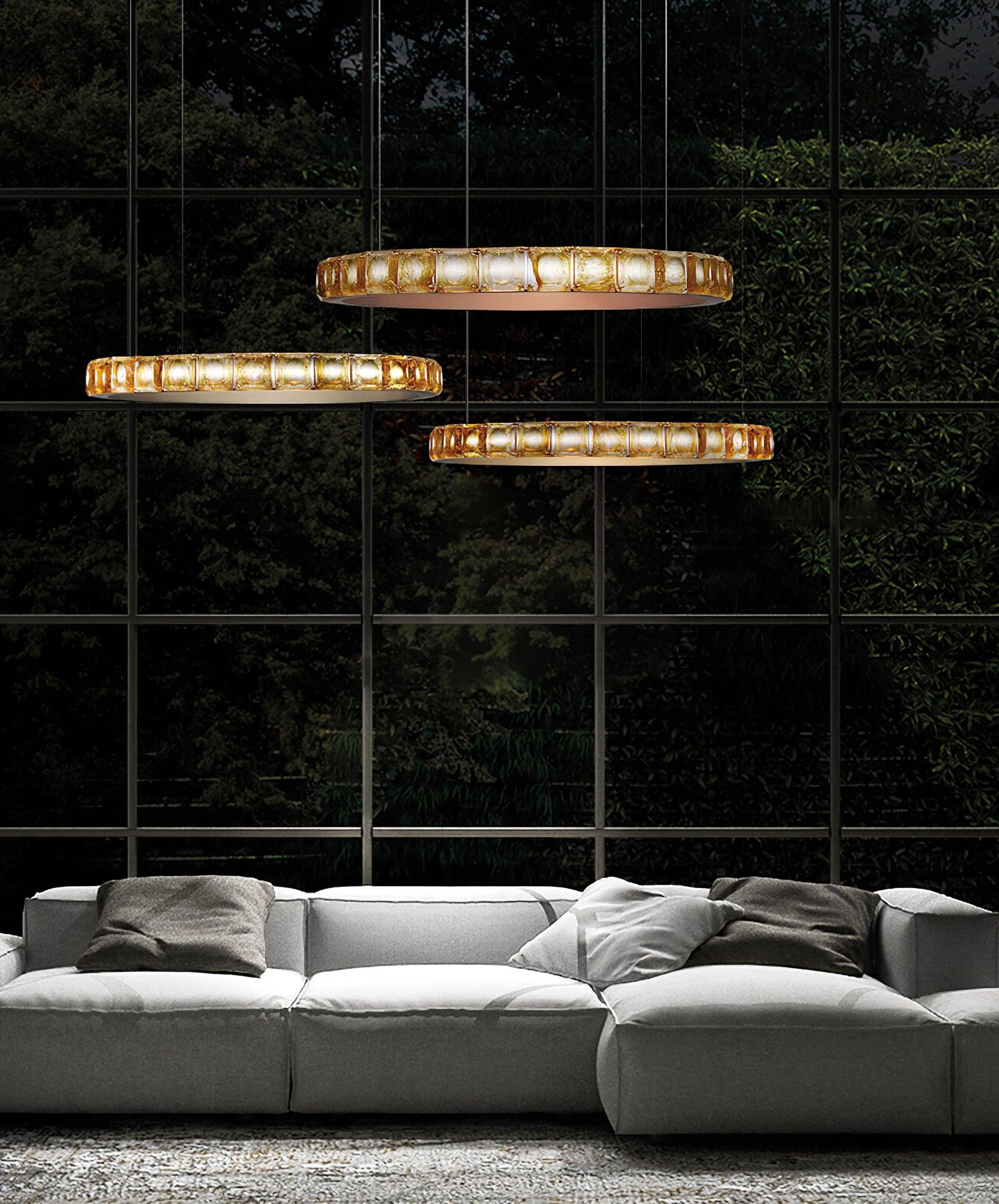 Avzorion Modern Minimalist Ring Glass Metal Chandelier - Lamp Outdoor