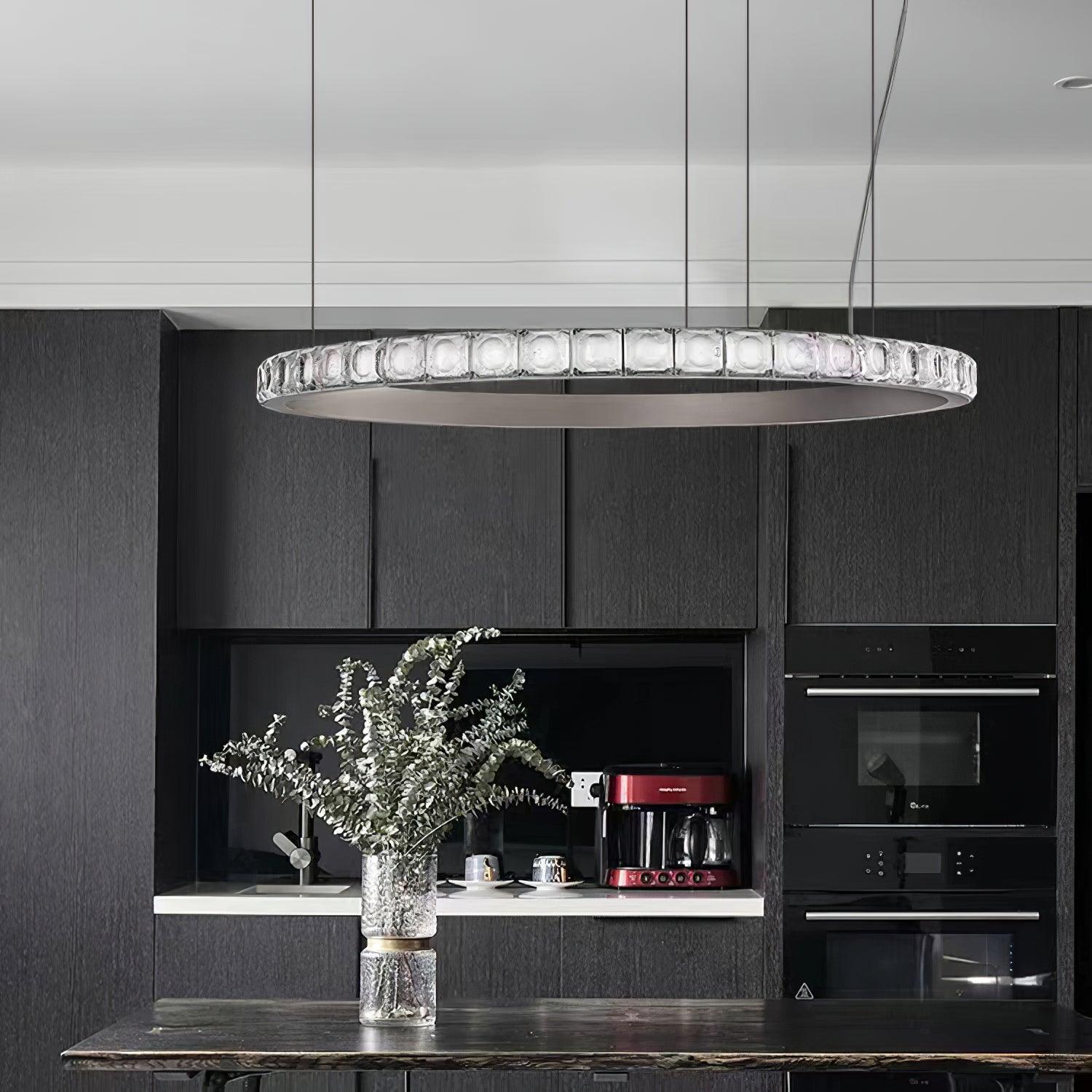 Avzorion Modern Minimalist Ring Glass Metal Chandelier - Lamp Outdoor