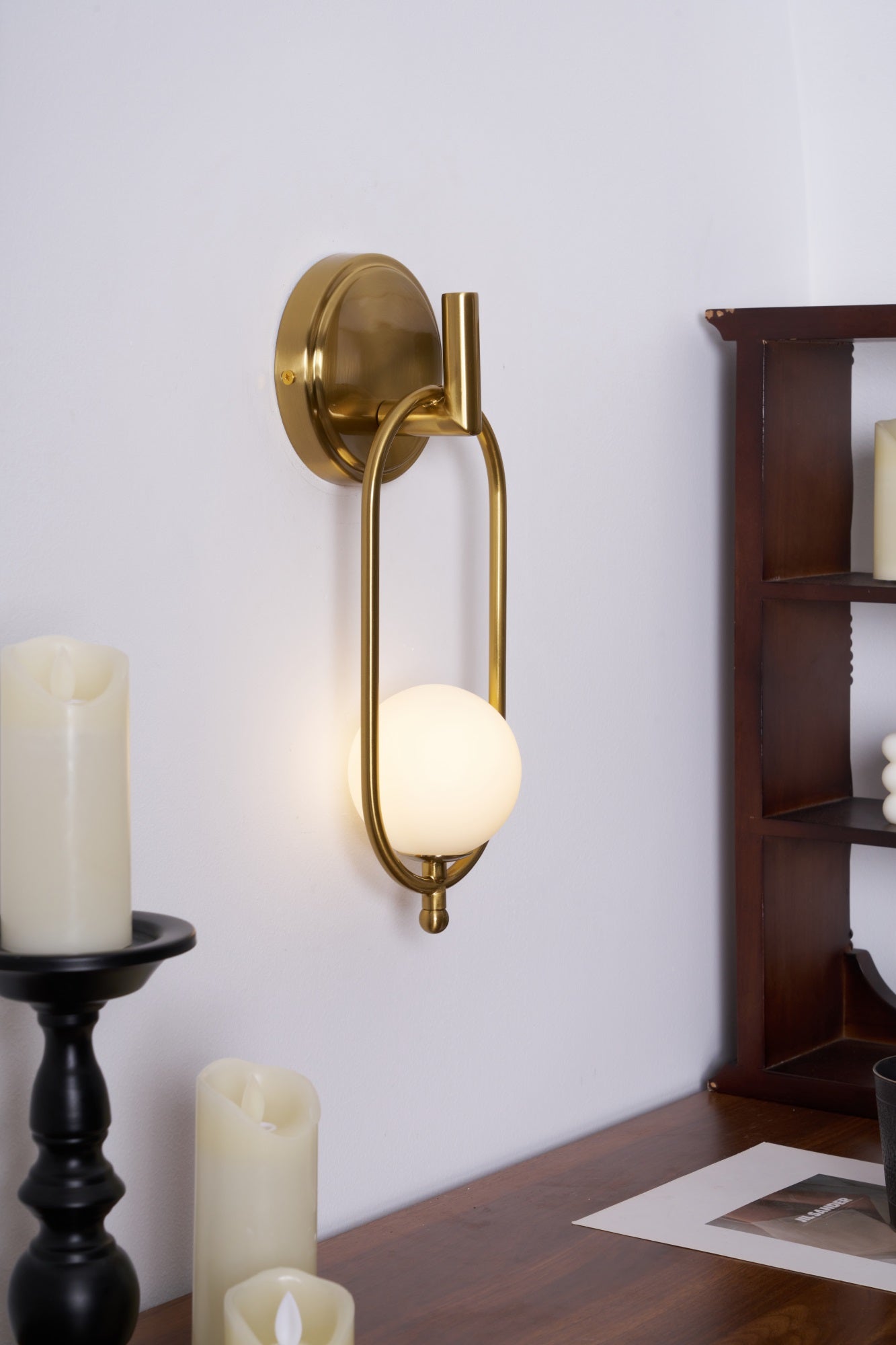 Cumirisra Modern Minimalist Brass Glass Wall Light - Lamp Outdoor