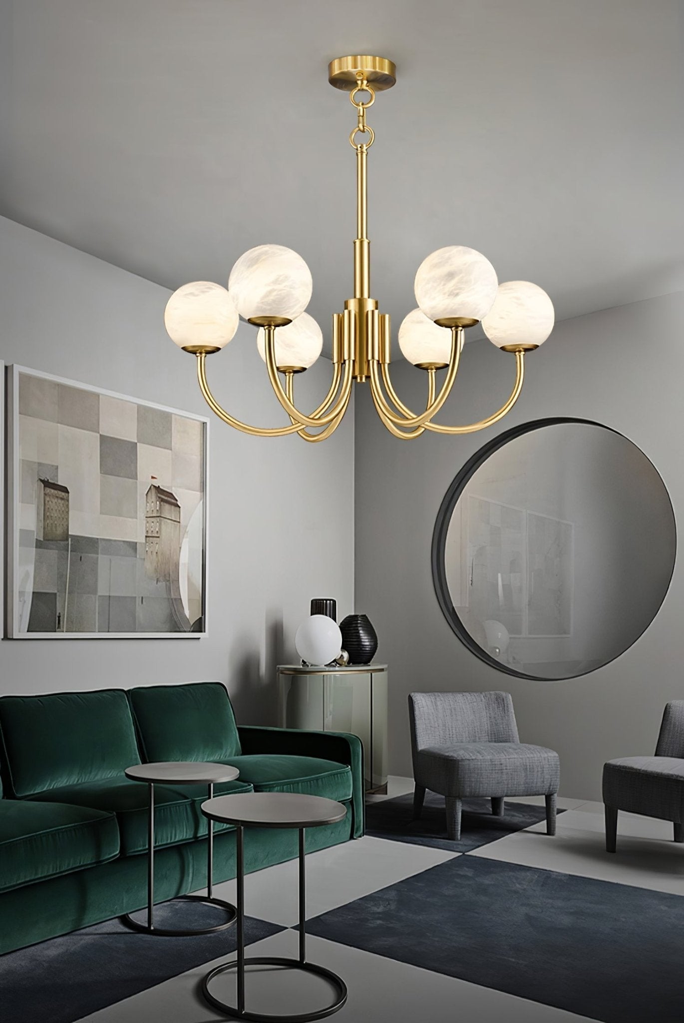 Alira Vintage Alabaster Chandelier Light - Letslighting