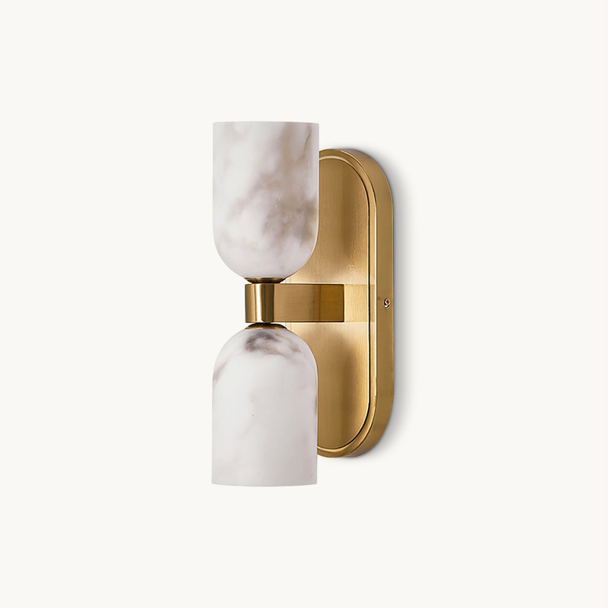 Aurind Alabaster Brass Double Wall Sconce