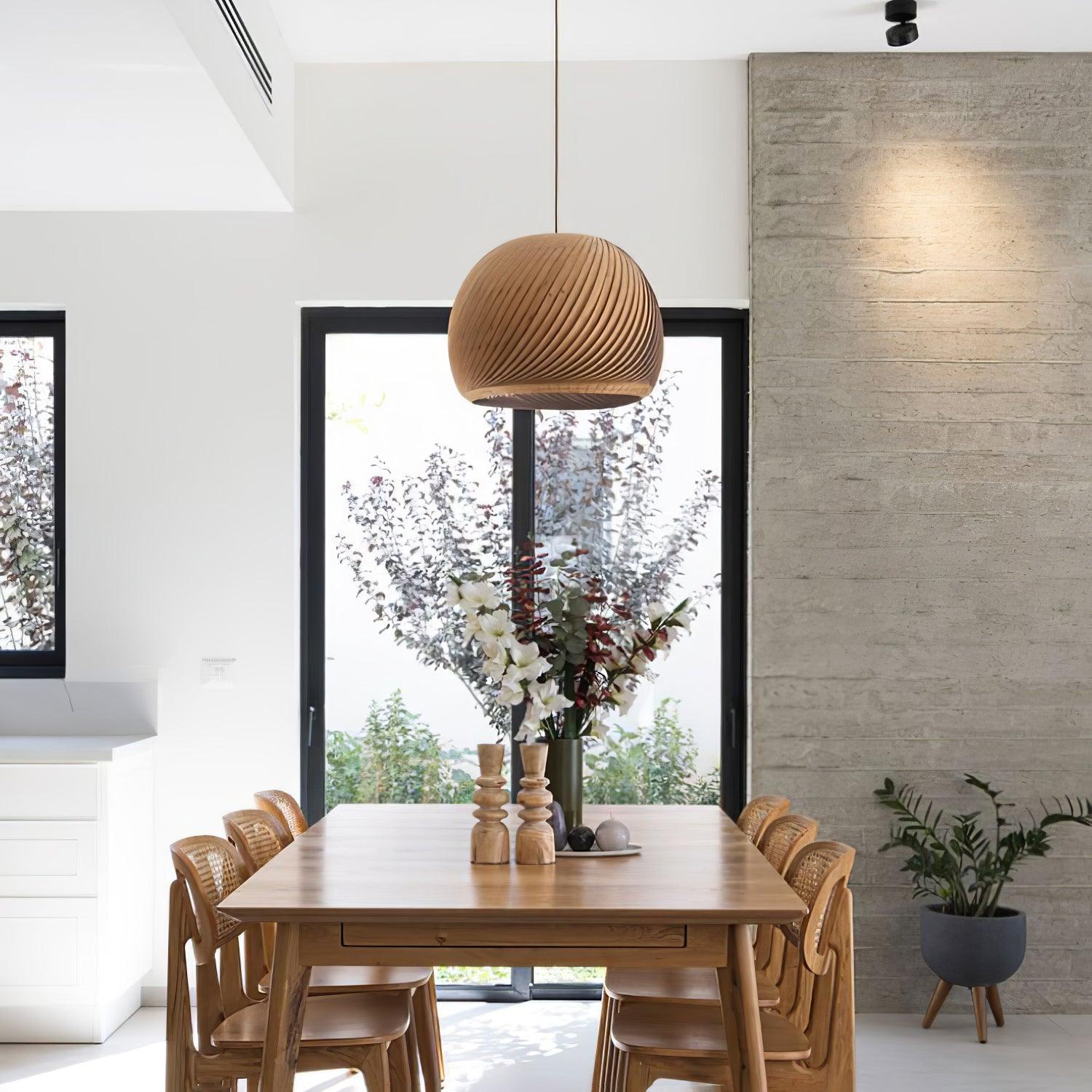 Spiral Vintage Wood Pendant Lamp - Lamp Outdoor