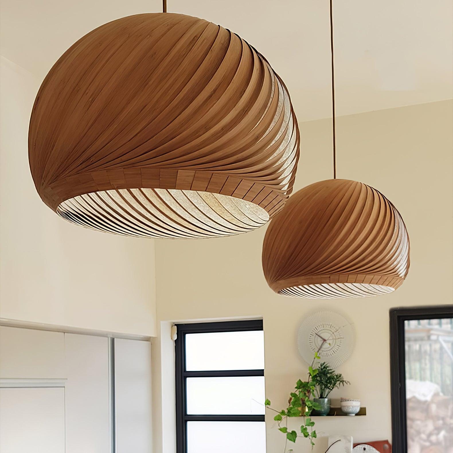 Spiral Vintage Wood Pendant Lamp - Lamp Outdoor