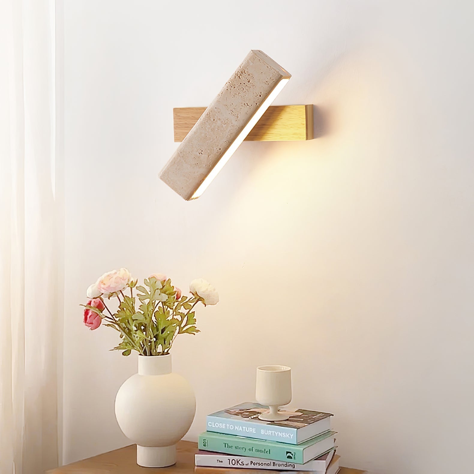 Esorora Rectangular Travertine Wall Light - Lamp Outdoor