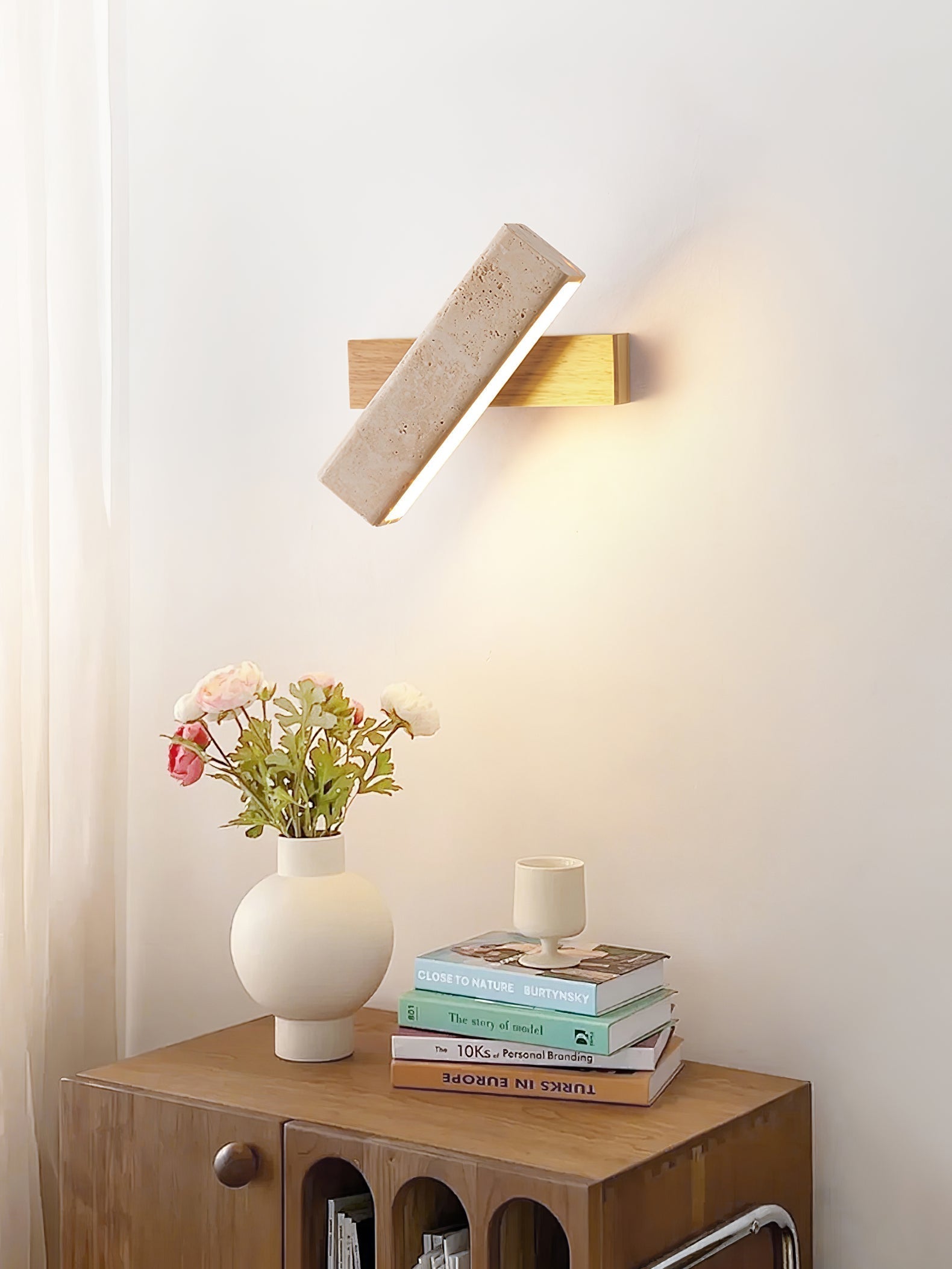 Esorora Rectangular Travertine Wall Light - Lamp Outdoor