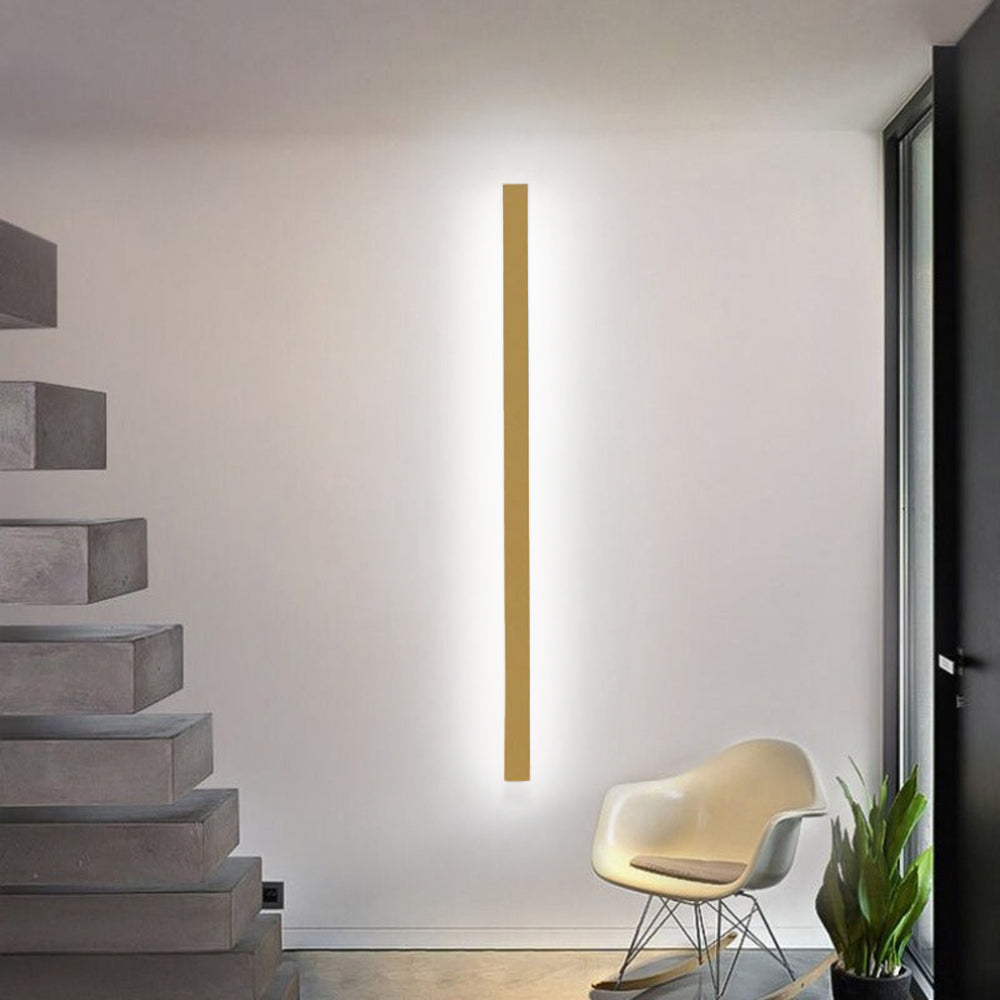 Gravo Minimalist Linear Metal/Acrylic Wall Lamp, Gold/Black/White - Lamp Outdoor