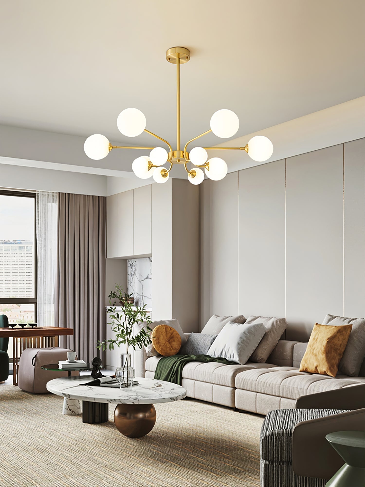 Aurora Chandelier Globe Arm Modern - Lamp Outdoor