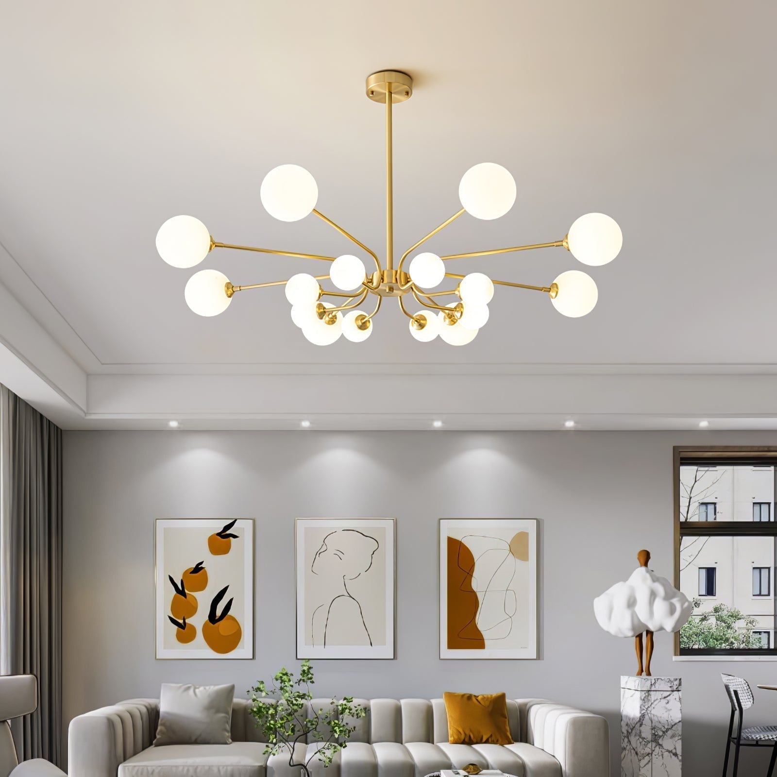 Aurora Chandelier Globe Arm Modern - Lamp Outdoor