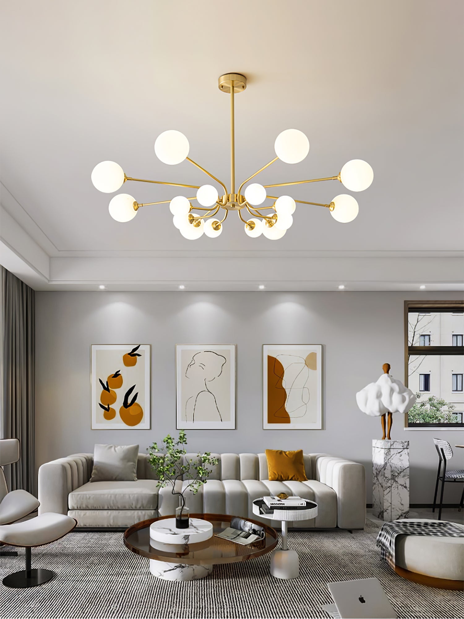 Aurora Chandelier Globe Arm Modern - Lamp Outdoor
