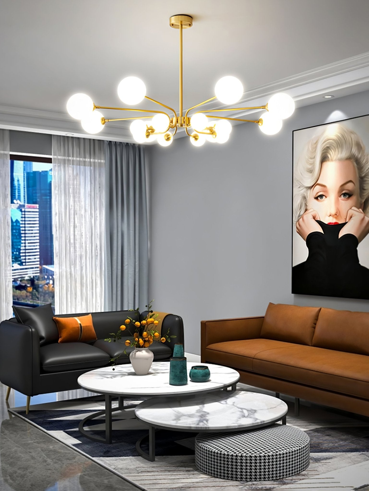 Aurora Chandelier Globe Arm Modern - Lamp Outdoor