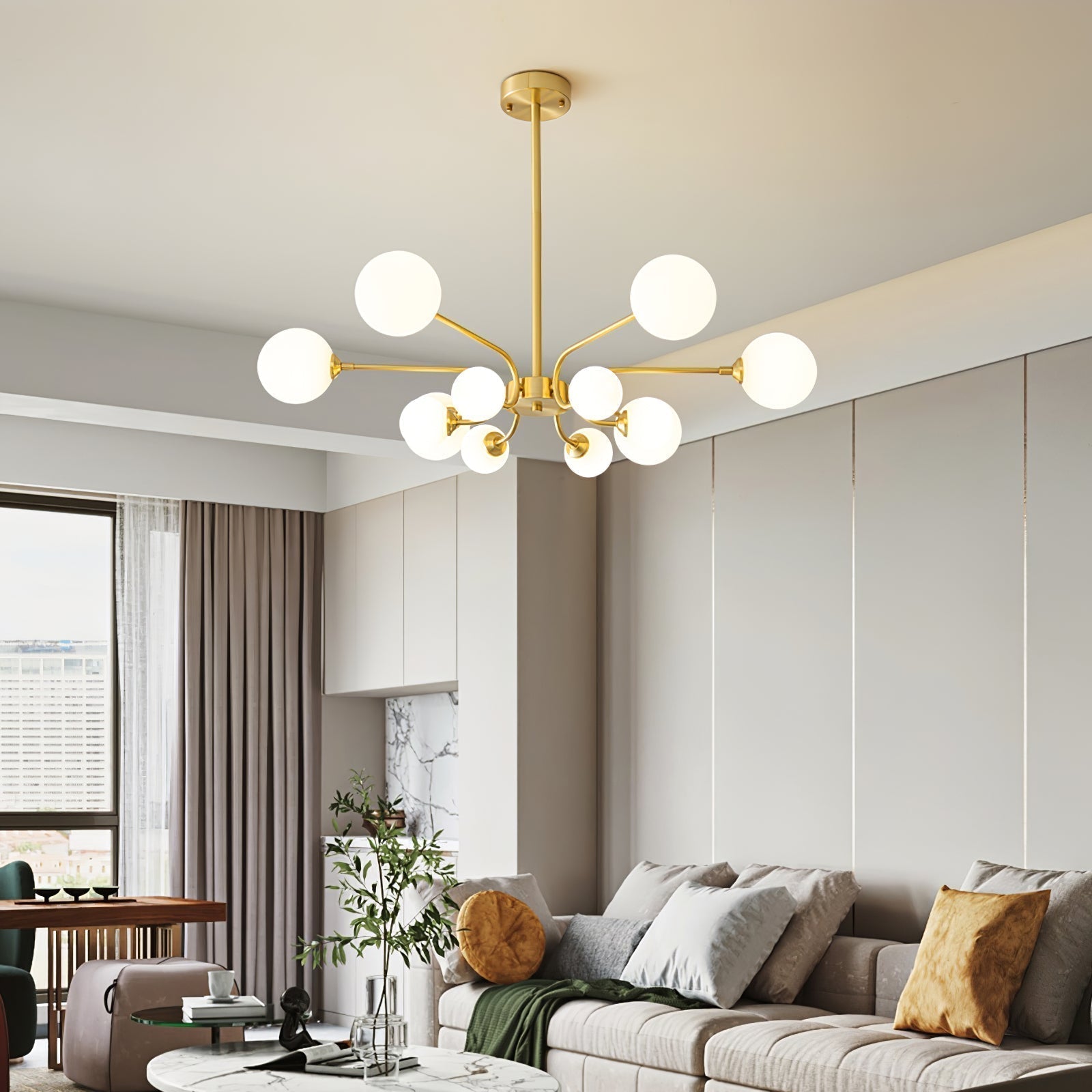 Aurora Chandelier Globe Arm Modern - Lamp Outdoor