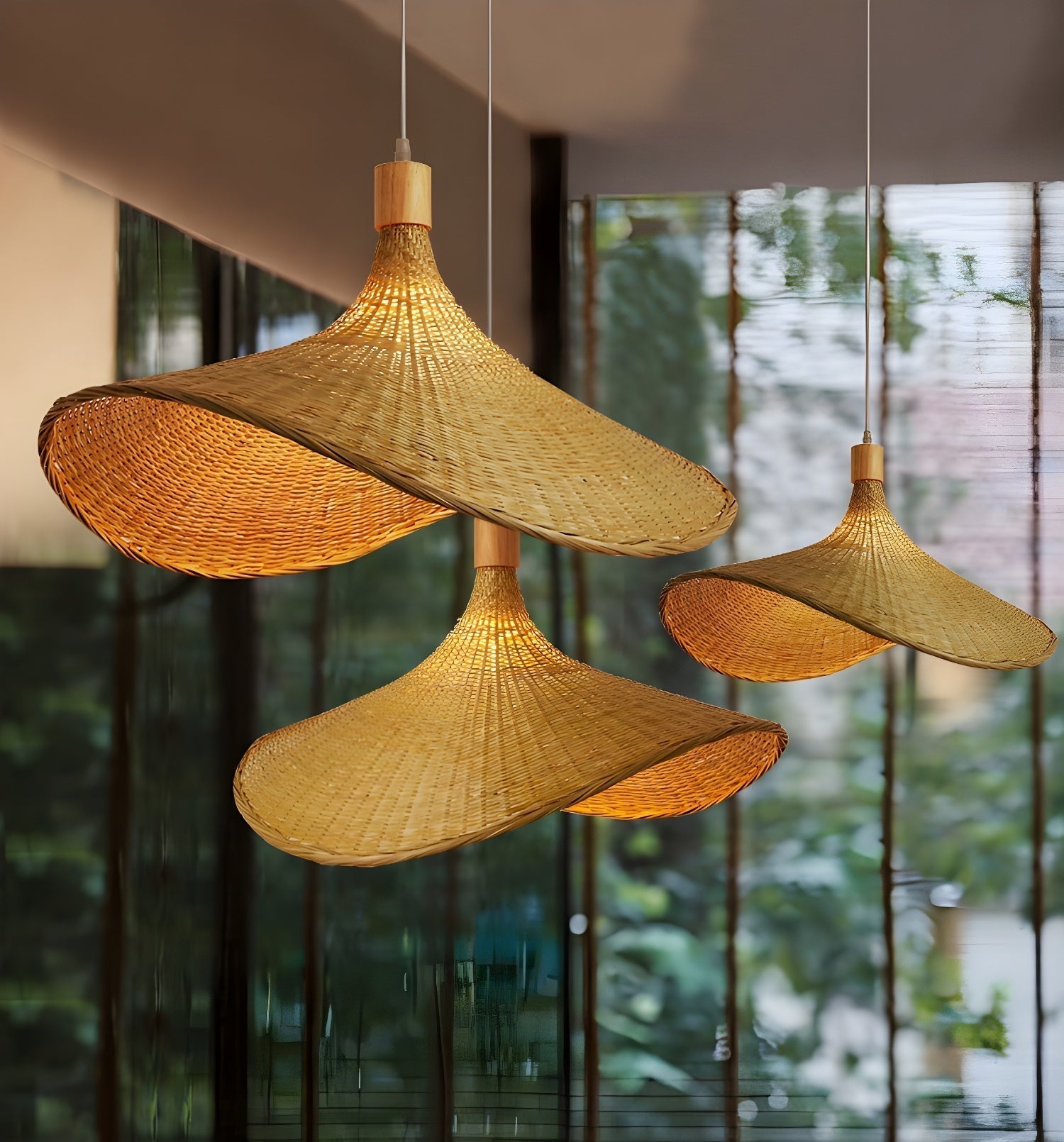 Rattan Weave Hat Pendant Light - Lamp Outdoor