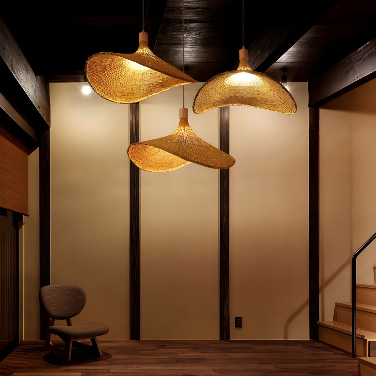 Rattan Weave Hat Pendant Light - Lamp Outdoor