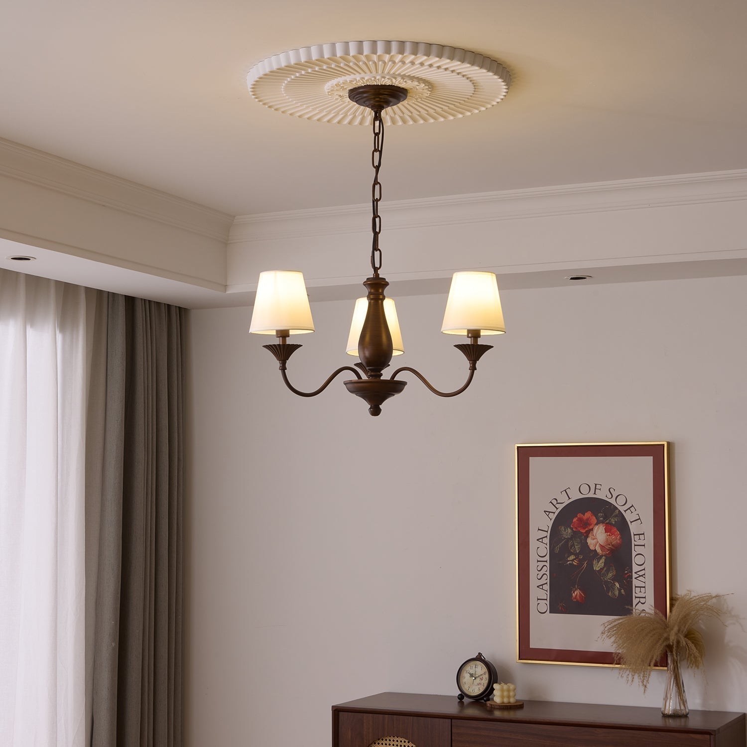 Aurora Chandelier Fabric Shade Vintage - Lamp Outdoor