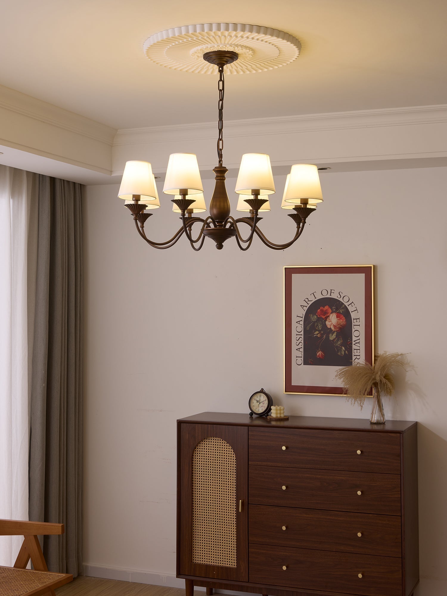 Aurora Chandelier Fabric Shade Vintage - Lamp Outdoor