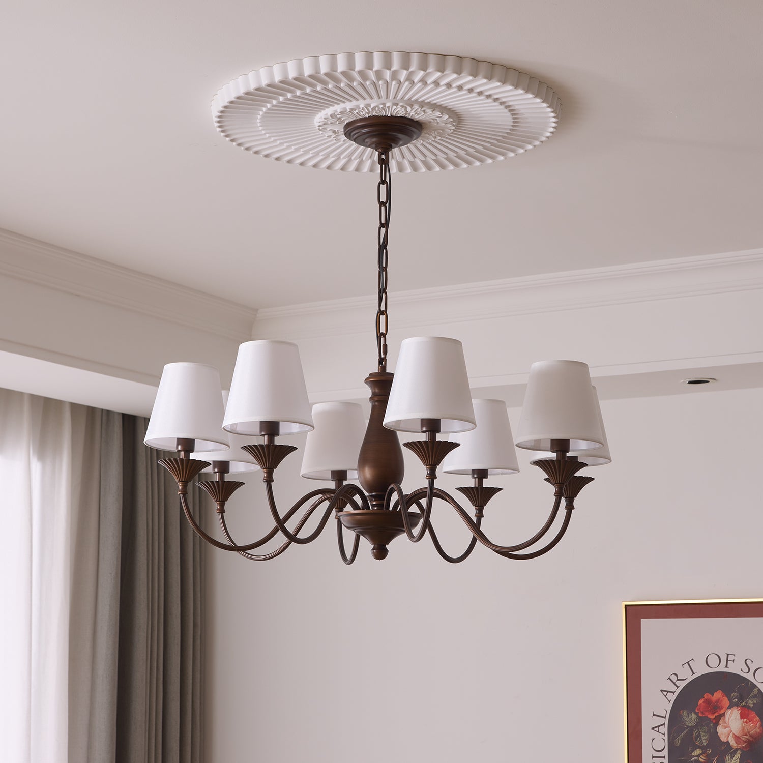 Aurora Chandelier Fabric Shade Vintage - Lamp Outdoor