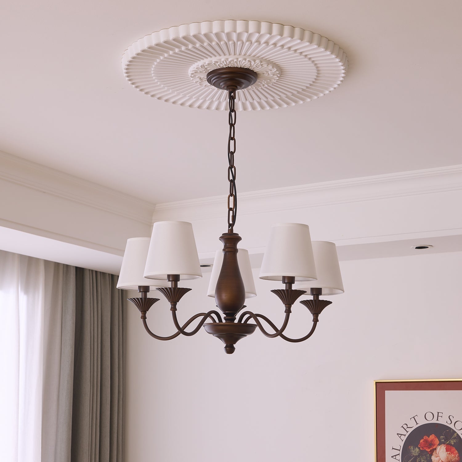 Aurora Chandelier Fabric Shade Vintage - Lamp Outdoor