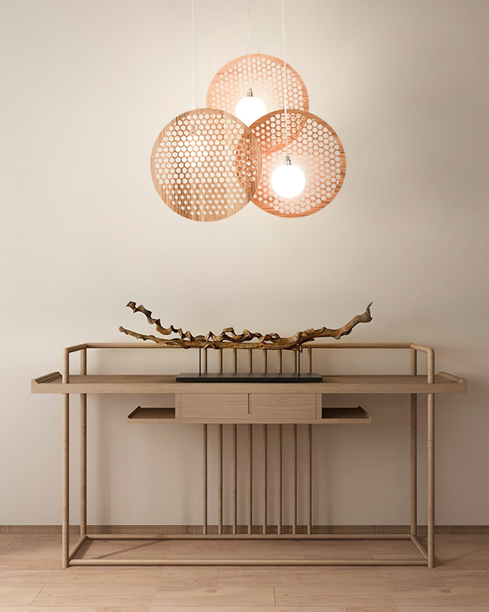 Aurora Chandelier Wooden Plate - Lamp Outdoor