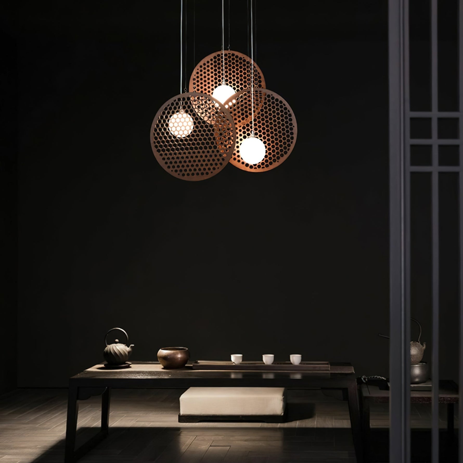 Aurora Chandelier Wooden Plate - Lamp Outdoor