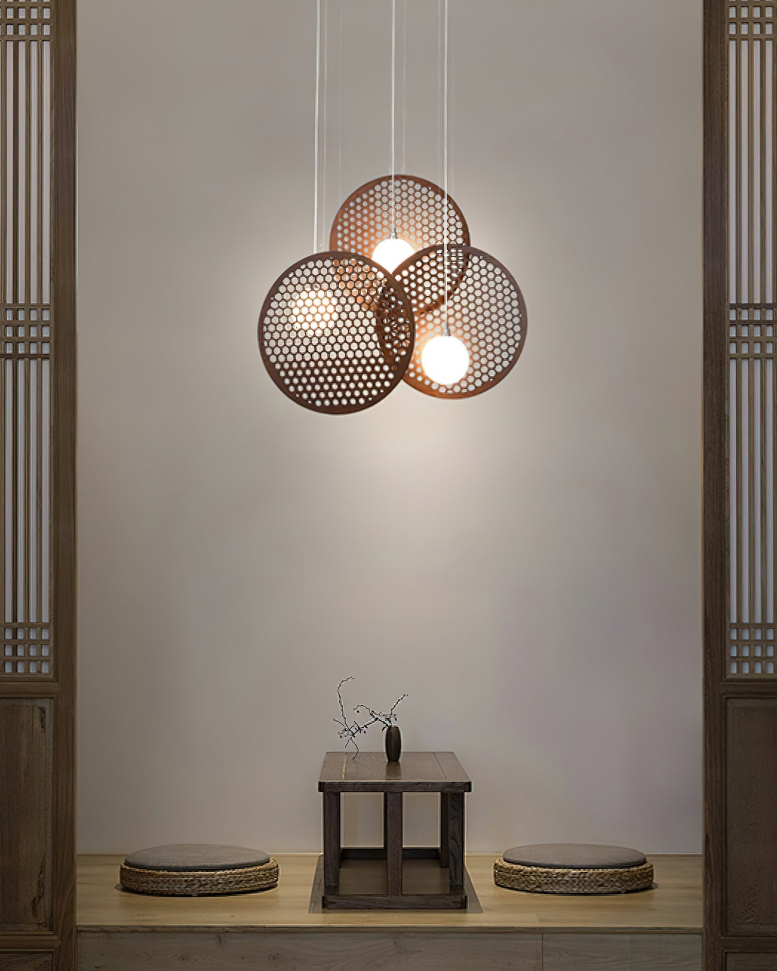 Aurora Chandelier Wooden Plate - Lamp Outdoor