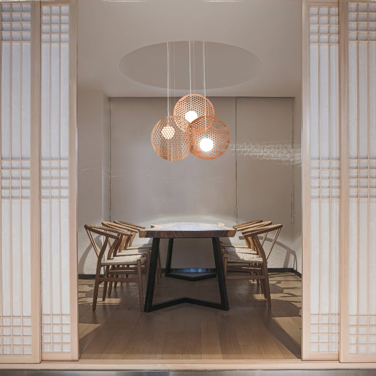Aurora Chandelier Wooden Plate - Lamp Outdoor