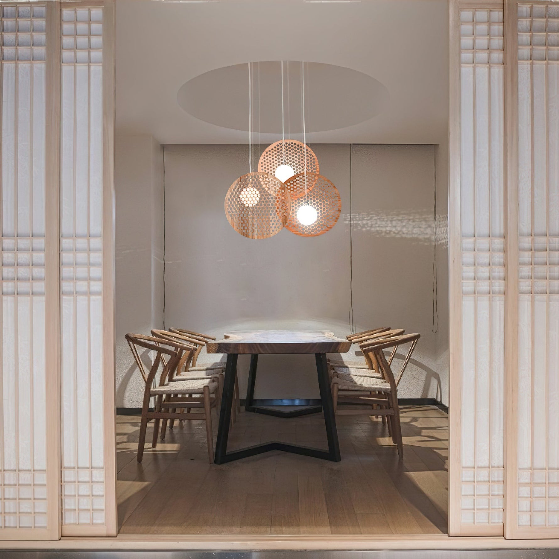 Aurora Chandelier Wooden Plate - Lamp Outdoor